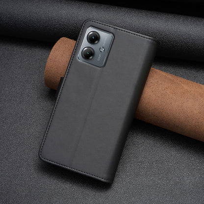 Motorola Moto G14 4G Leather Flip Phone Case with Zipper Wallet and 9 Card Slots, Durable PU + TPU Material