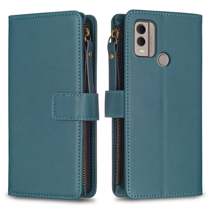 Nokia C22 Leather Flip Phone Case with Zipper Wallet and 9 Card Slots, Durable PU + TPU Material