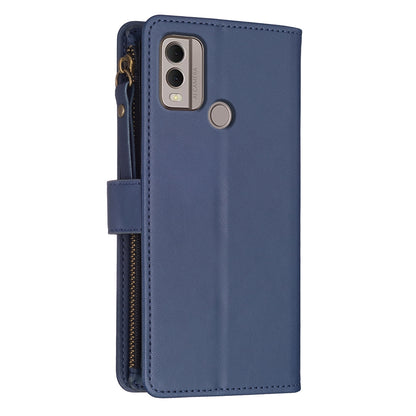 Nokia C22 Leather Flip Phone Case with Zipper Wallet and 9 Card Slots, Durable PU + TPU Material