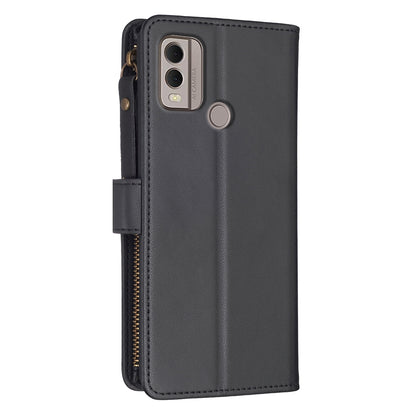 Nokia C22 Leather Flip Phone Case with Zipper Wallet and 9 Card Slots, Durable PU + TPU Material