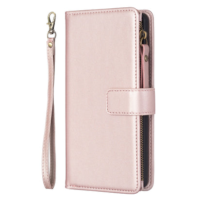 For Nokia C32 Leather Flip Phone Case with Zipper Wallet and 9 Card Slots, Durable PU + TPU Material