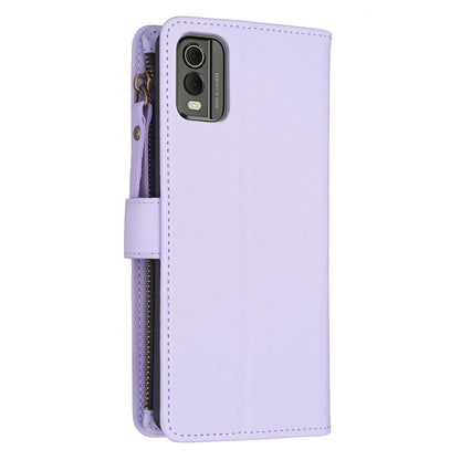 For Nokia C32 Leather Flip Phone Case with Zipper Wallet and 9 Card Slots, Durable PU + TPU Material