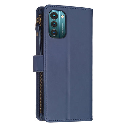 Nokia G11 Leather Flip Phone Case with Zipper Wallet and 9 Card Slots, Durable PU + TPU Material