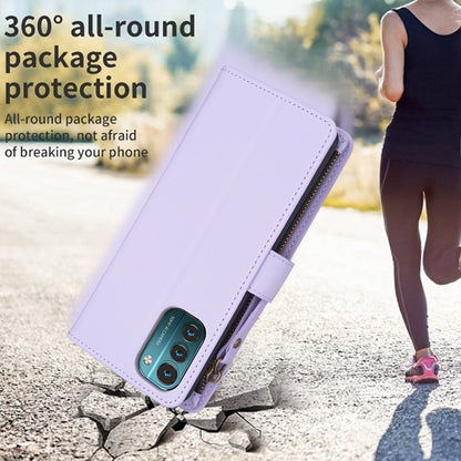 Nokia G21 Leather Flip Phone Case with Zipper Wallet and 9 Card Slots, Durable PU + TPU Material