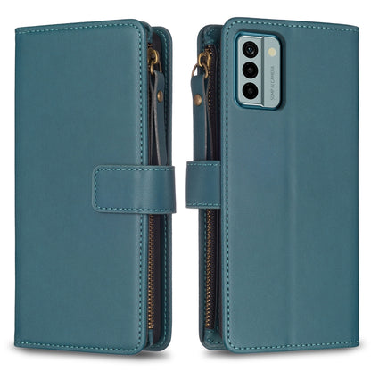 Nokia G22 Leather Flip Phone Case with Zipper Wallet and 9 Card Slots, Durable PU + TPU Material