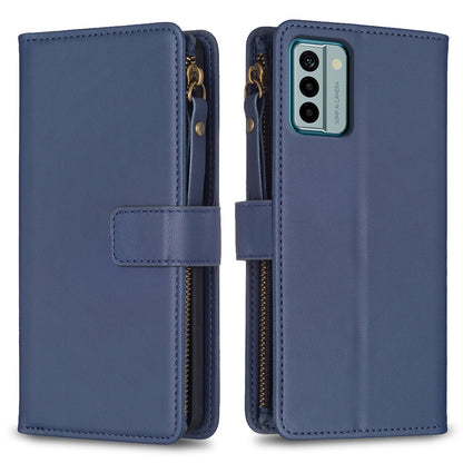 Nokia G22 Leather Flip Phone Case with Zipper Wallet and 9 Card Slots, Durable PU + TPU Material