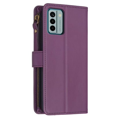 Nokia G22 Leather Flip Phone Case with Zipper Wallet and 9 Card Slots, Durable PU + TPU Material