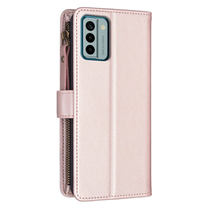 Nokia G22 Leather Flip Phone Case with Zipper Wallet and 9 Card Slots, Durable PU + TPU Material
