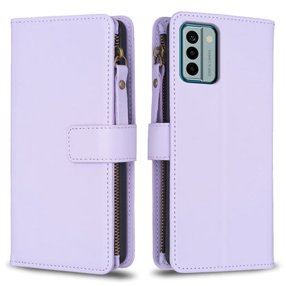 Nokia G22 Leather Flip Phone Case with Zipper Wallet and 9 Card Slots, Durable PU + TPU Material