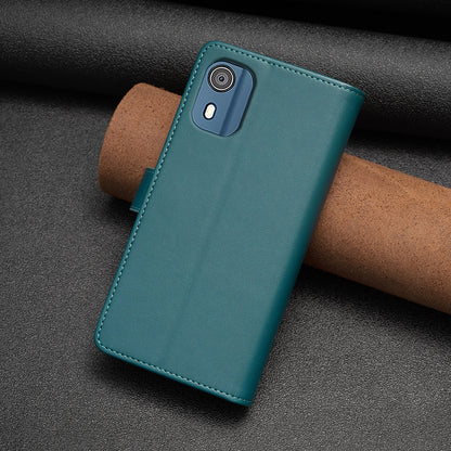 Nokia C02 Leather Flip Phone Case with Zipper Wallet and 9 Card Slots, Durable PU + TPU Material