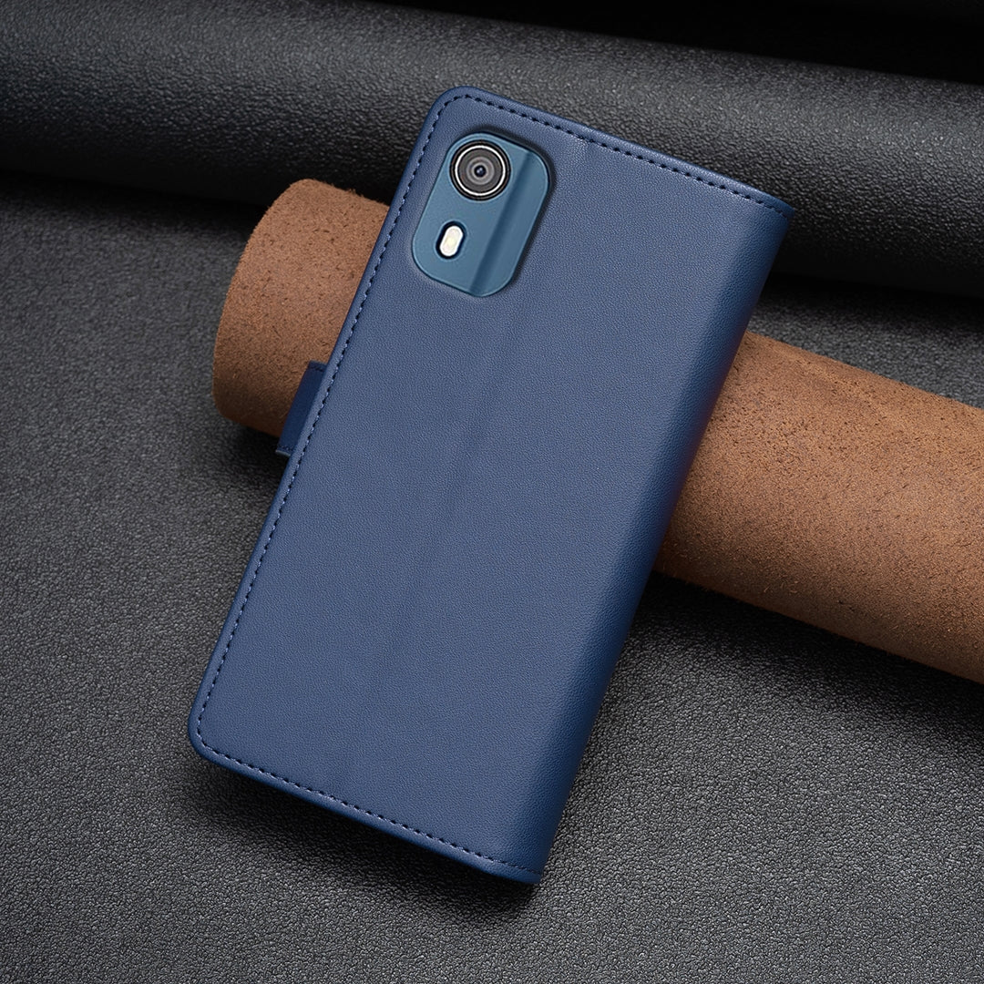 Nokia C02 Leather Flip Phone Case with Zipper Wallet and 9 Card Slots, Durable PU + TPU Material