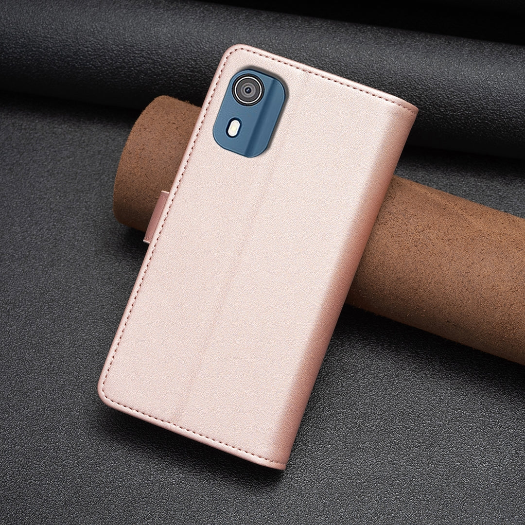 Nokia C02 Leather Flip Phone Case with Zipper Wallet and 9 Card Slots, Durable PU + TPU Material