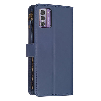 Nokia G42 Leather Flip Phone Case with Zipper Wallet and 9 Card Slots, Durable PU + TPU Material