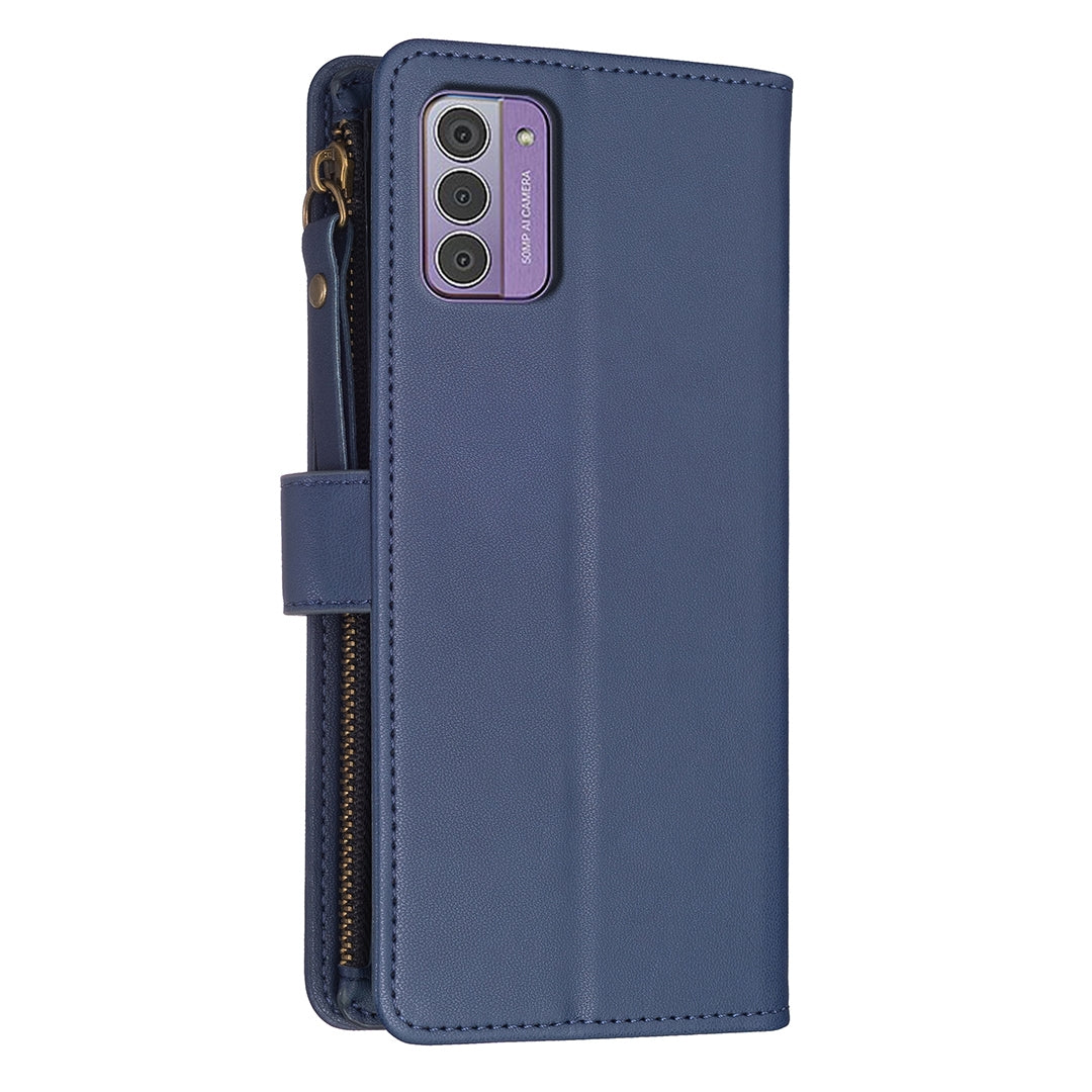 Nokia G310 Leather Flip Phone Case with Zipper Wallet and 9 Card Slots, Durable PU + TPU Material