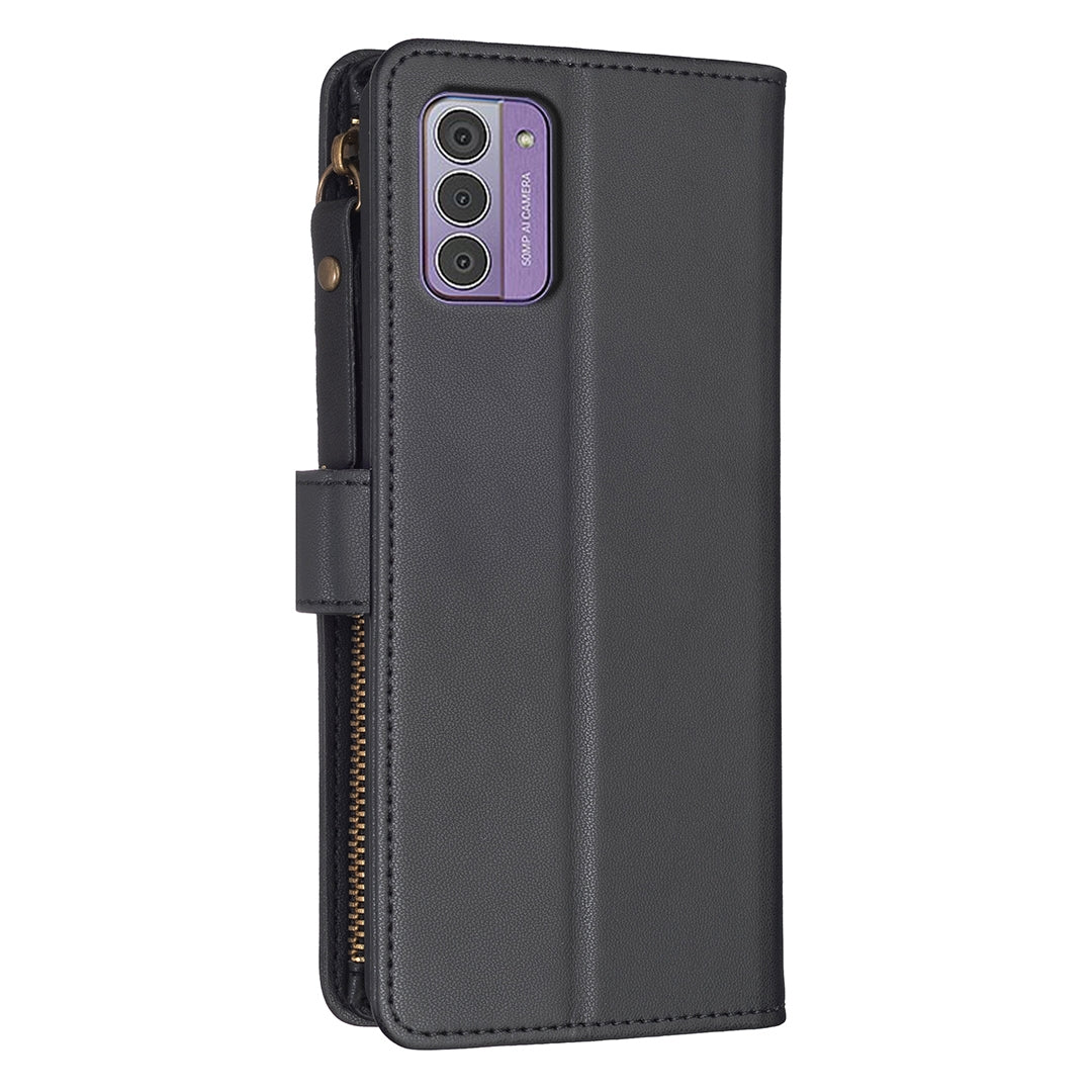 Nokia G310 Leather Flip Phone Case with Zipper Wallet and 9 Card Slots, Durable PU + TPU Material