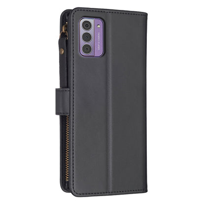 Nokia G310 Leather Flip Phone Case with Zipper Wallet and 9 Card Slots, Durable PU + TPU Material