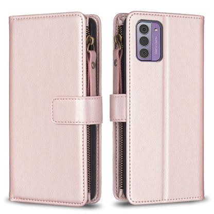 Nokia G42 Leather Flip Phone Case with Zipper Wallet and 9 Card Slots, Durable PU + TPU Material