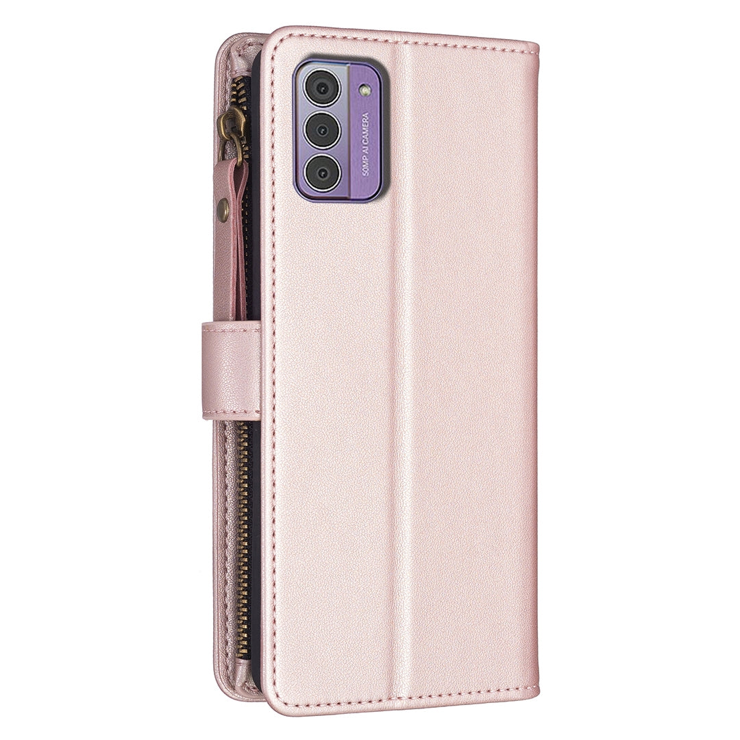 Nokia G310 Leather Flip Phone Case with Zipper Wallet and 9 Card Slots, Durable PU + TPU Material