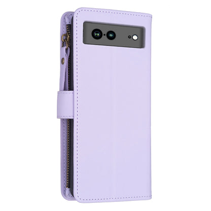 Google Pixel 7a Leather Flip Phone Case with Zipper Wallet and 9 Card Slots, Durable PU + TPU Material