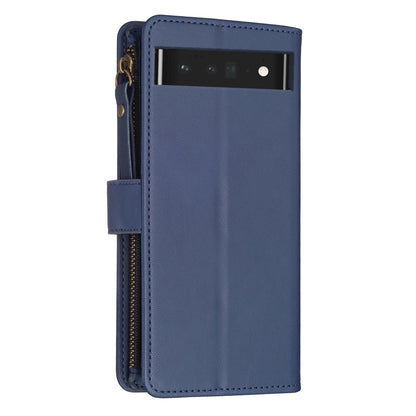 Google Pixel 7 Pro Leather Flip Phone Case with Zipper Wallet and 9 Card Slots, Durable PU + TPU Material