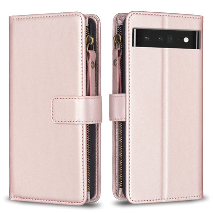 Google Pixel 7 Pro Leather Flip Phone Case with Zipper Wallet and 9 Card Slots, Durable PU + TPU Material