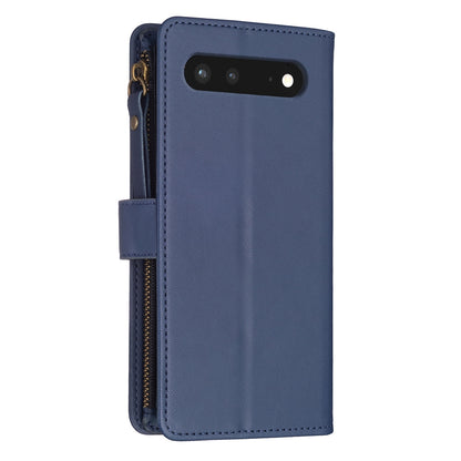 Google Pixel 7 Leather Flip Phone Case with Zipper Wallet and 9 Card Slots, Durable PU + TPU Material