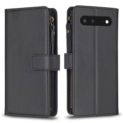 Google Pixel 7 Leather Flip Phone Case with Zipper Wallet and 9 Card Slots, Durable PU + TPU Material