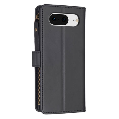 Google Pixel 8 Leather Flip Phone Case with Zipper Wallet and 9 Card Slots, Durable PU + TPU Material