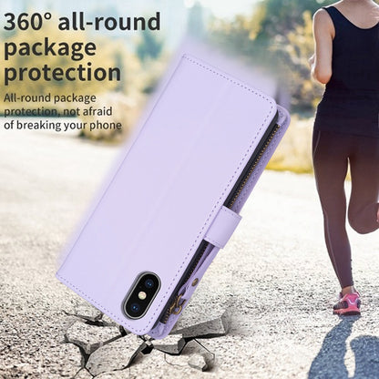 iPhone XS Leather Flip Phone Case with Zipper Wallet and 9 Card Slots, Durable PU + TPU Material