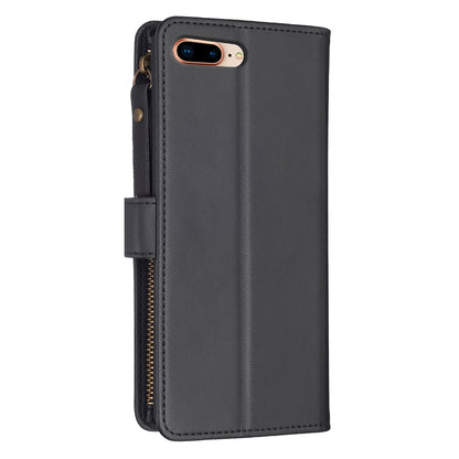 iPhone 7 Plus Leather Flip Phone Case with Zipper Wallet and 9 Card Slots, Durable PU + TPU Material