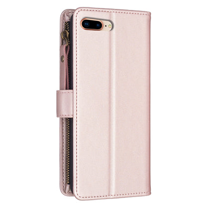 iPhone 7 Plus Leather Flip Phone Case with Zipper Wallet and 9 Card Slots, Durable PU + TPU Material