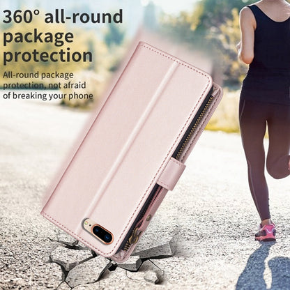 iPhone 7 Plus Leather Flip Phone Case with Zipper Wallet and 9 Card Slots, Durable PU + TPU Material