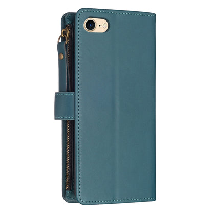 iPhone 8 Leather Flip Phone Case with Zipper Wallet and 9 Card Slots, Durable PU + TPU Material