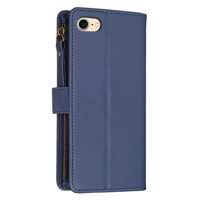 iPhone SE 2022 Leather Flip Phone Case with Zipper Wallet and 9 Card Slots, Durable PU + TPU Material