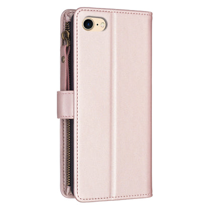 iPhone 7 Leather Flip Phone Case with Zipper Wallet and 9 Card Slots, Durable PU + TPU Material