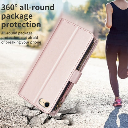 iPhone SE 2022 Leather Flip Phone Case with Zipper Wallet and 9 Card Slots, Durable PU + TPU Material