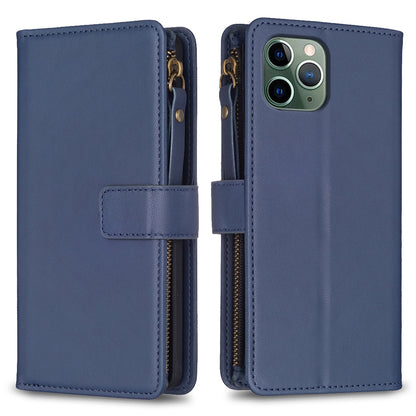 iPhone 11 Pro Max Leather Flip Phone Case with Zipper Wallet and 9 Card Slots, Durable PU + TPU Material