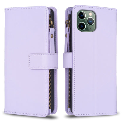 iPhone 11 Pro Max Leather Flip Phone Case with Zipper Wallet and 9 Card Slots, Durable PU + TPU Material