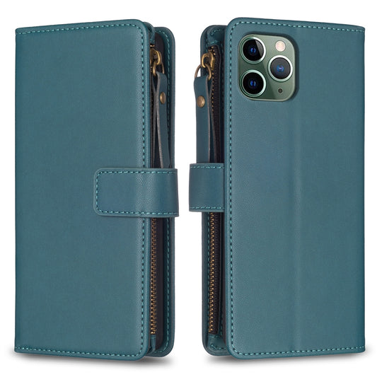 iPhone 11 Pro Leather Flip Phone Case with Zipper Wallet and 9 Card Slots, Durable PU + TPU Material