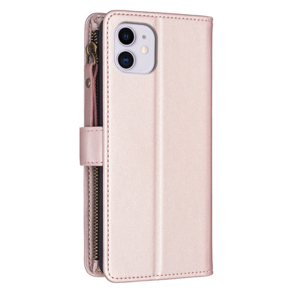 iPhone 11 Leather Flip Phone Case with Zipper Wallet and 9 Card Slots, Durable PU + TPU Material