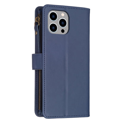 iPhone 13 Pro Max Leather Flip Phone Case with Zipper Wallet and 9 Card Slots, Durable PU + TPU Material