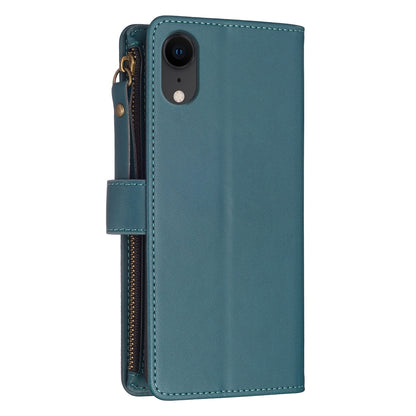 iPhone XR Leather Flip Phone Case with Zipper Wallet and 9 Card Slots, Durable PU + TPU Material