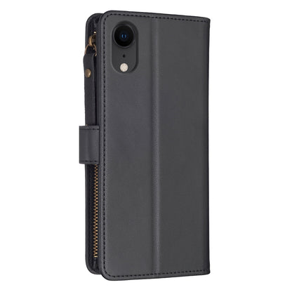 iPhone XR Leather Flip Phone Case with Zipper Wallet and 9 Card Slots, Durable PU + TPU Material