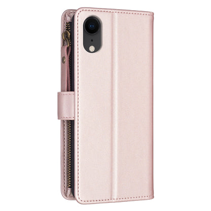 iPhone XR Leather Flip Phone Case with Zipper Wallet and 9 Card Slots, Durable PU + TPU Material