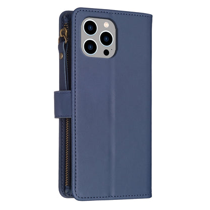 iPhone 12 Pro Leather Flip Phone Case with Zipper Wallet and 9 Card Slots, Durable PU + TPU Material