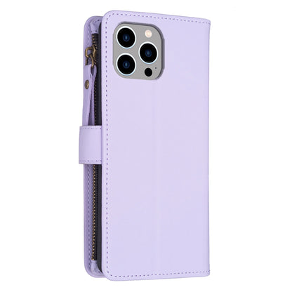 iPhone 12 Pro Leather Flip Phone Case with Zipper Wallet and 9 Card Slots, Durable PU + TPU Material