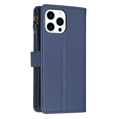 iPhone 15 Pro Leather Flip Phone Case with Zipper Wallet and 9 Card Slots, Durable PU + TPU Material