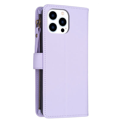 iPhone 15 Pro Leather Flip Phone Case with Zipper Wallet and 9 Card Slots, Durable PU + TPU Material