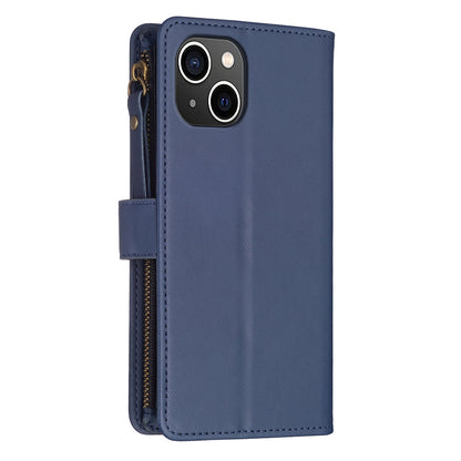 iPhone 15 Leather Flip Phone Case with Zipper Wallet and 9 Card Slots, Durable PU + TPU Material