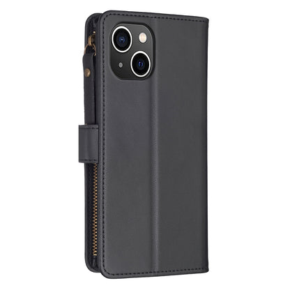 iPhone 15 Leather Flip Phone Case with Zipper Wallet and 9 Card Slots, Durable PU + TPU Material